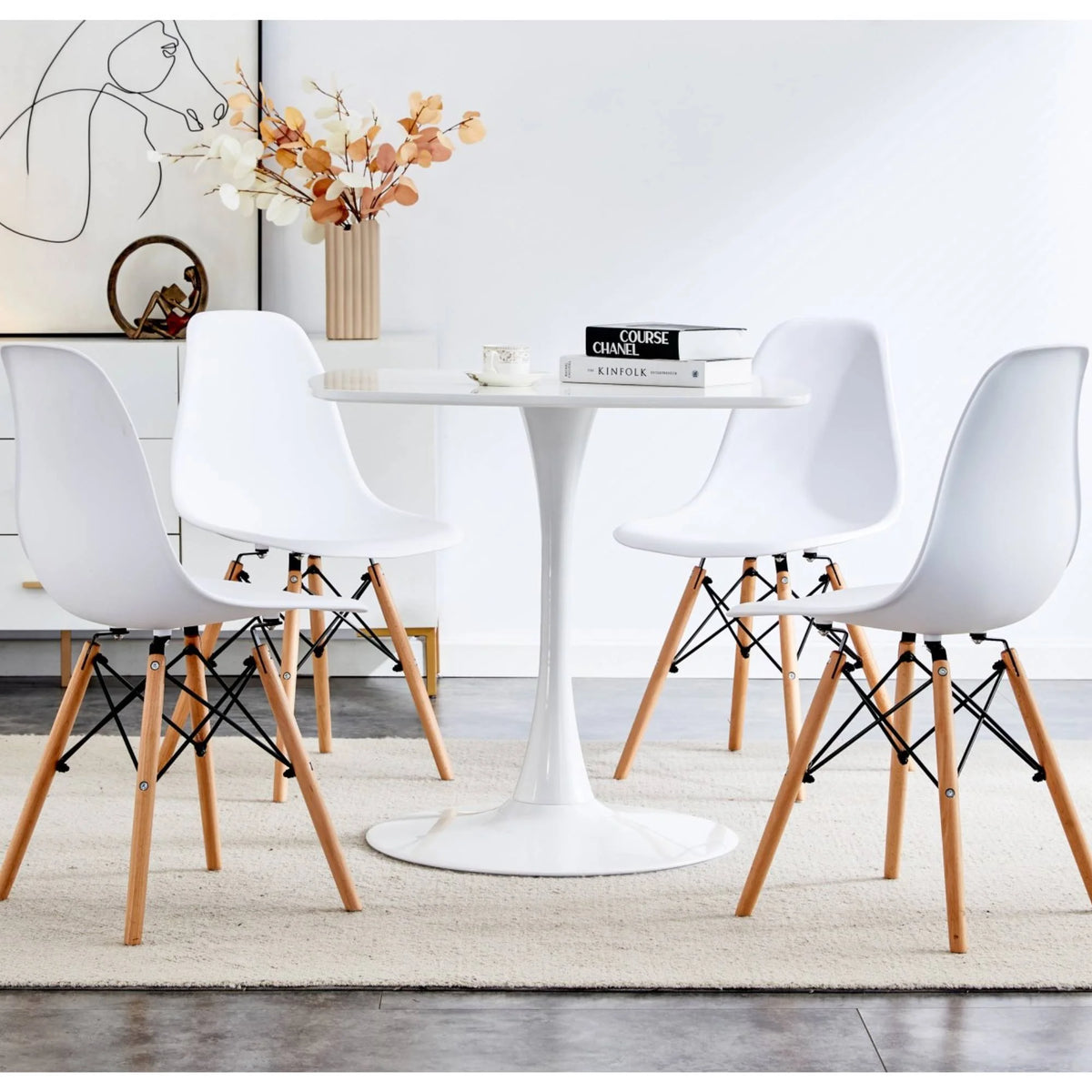 Square 5-Piece Dining Table Set with 4 Chairs F819753