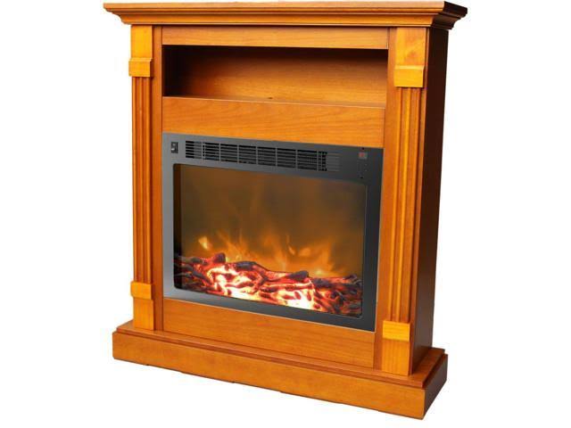 White Fireplace Mantel with Electronic Fireplace Insert O846557