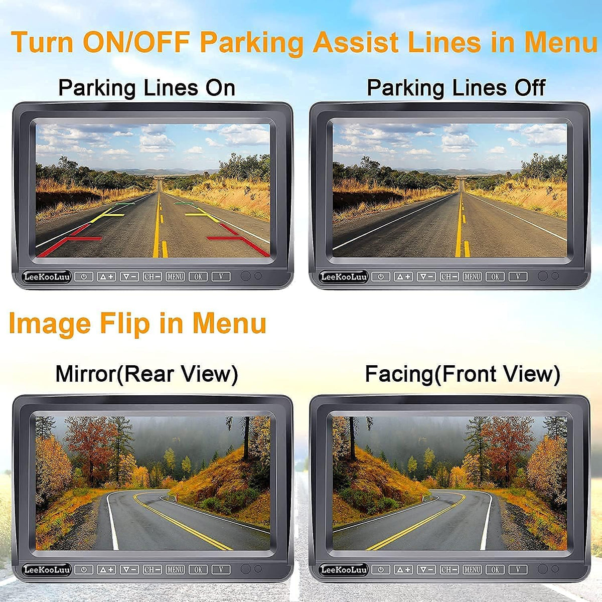 Wireless HD 1080P Backup Camera 7 Inch Monitor Rear View System K31134