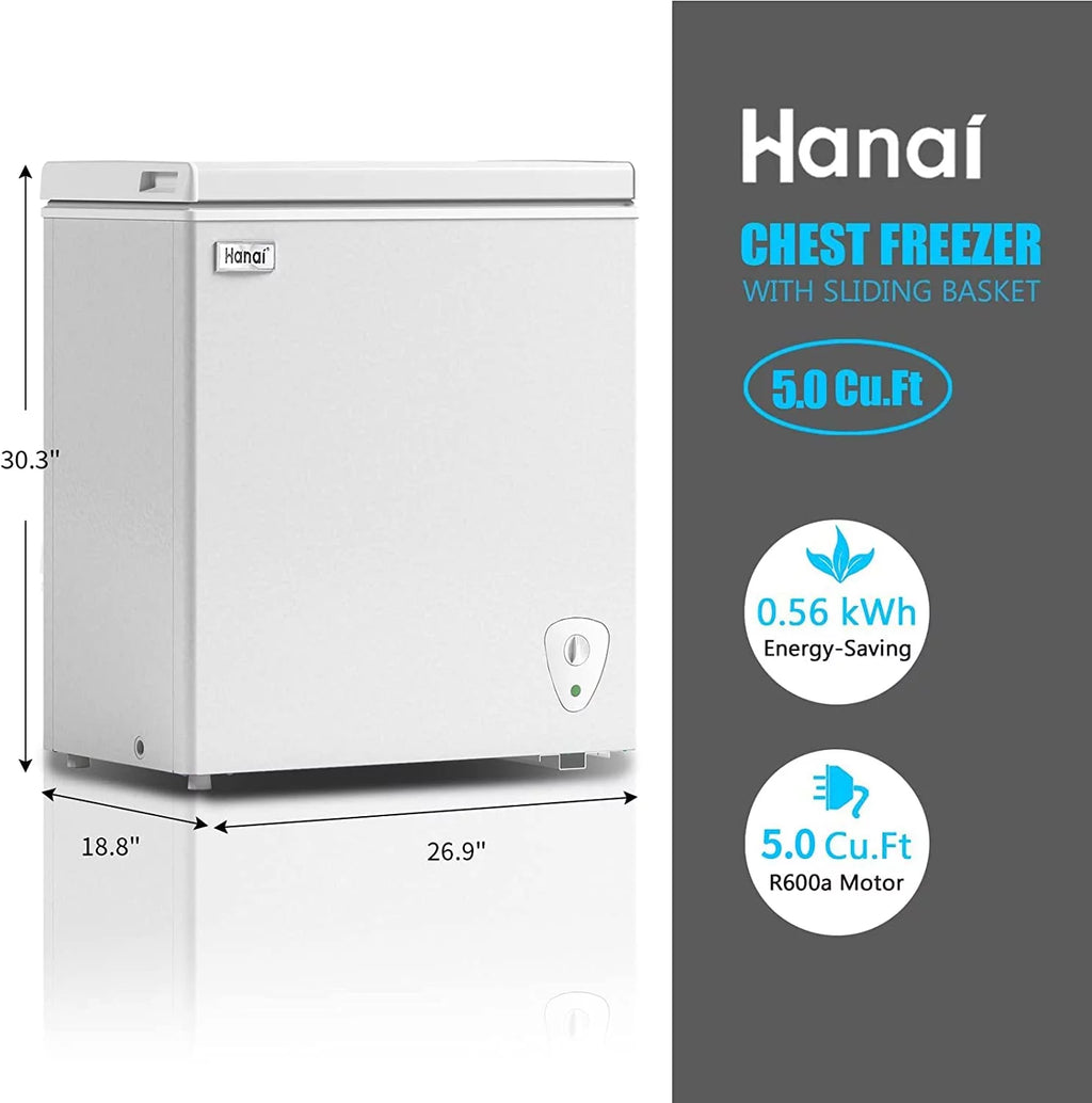 5.0 Cubic Chest Freezer with Removable Storage Basket Q132222