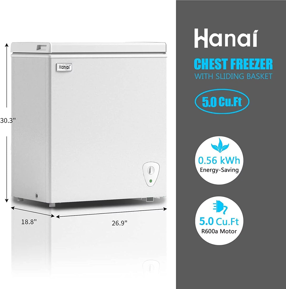 5.0 Cubic Chest Freezer with Removable Storage Basket Q132222