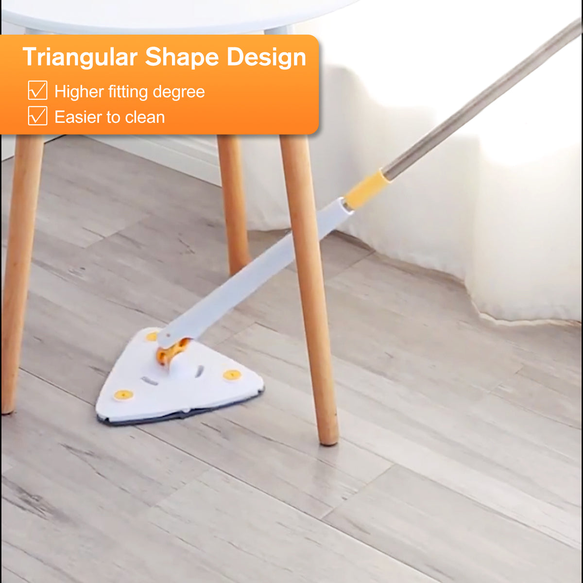 360° Adjustable Rotatable Triangle Cleaning Mop with Push-Pull Squeezing, Dry & Wet Mop M186508