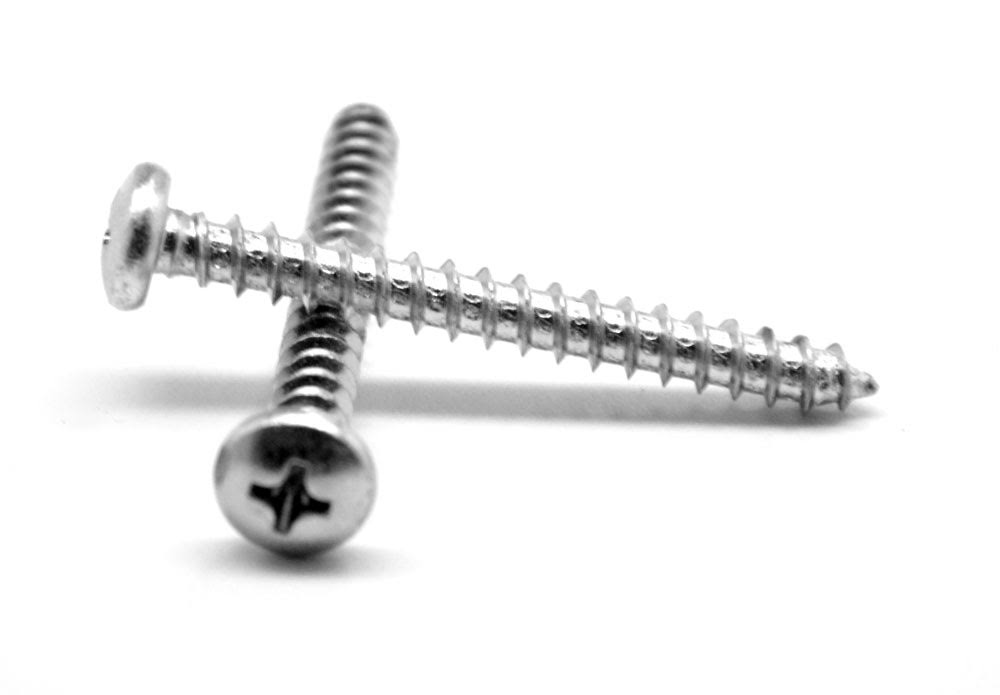 12-14 x 2 Phillips Pan Head Type AB Stainless Steel 18-8 Sheet Metal Screw Pk 1000 G372