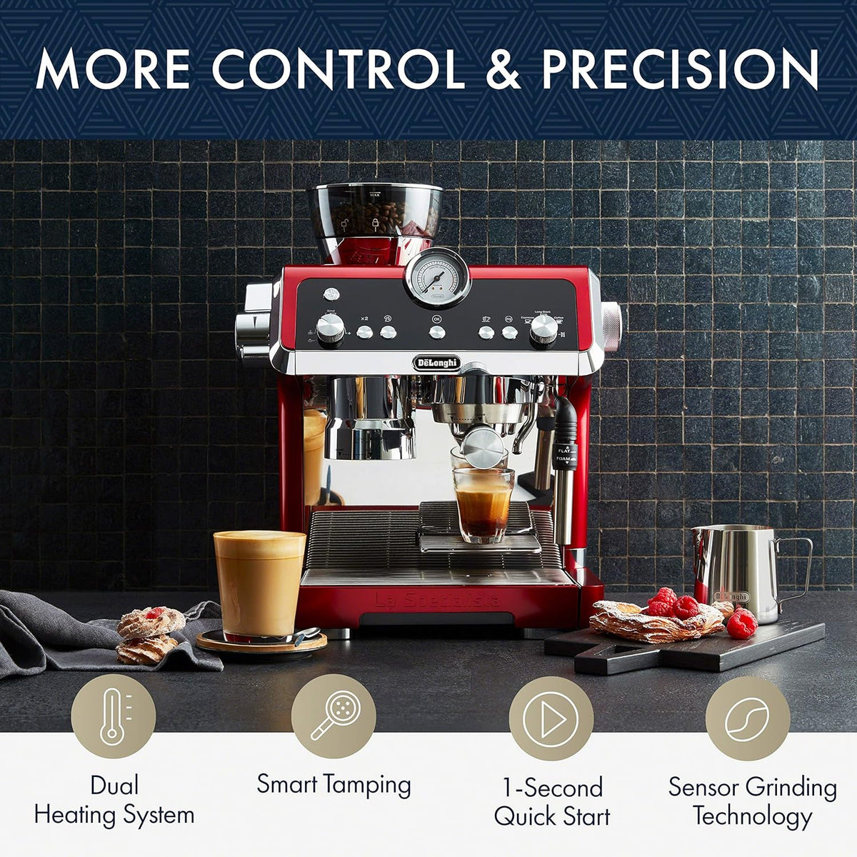 Red Stainless Steel Espresso Machine S91916