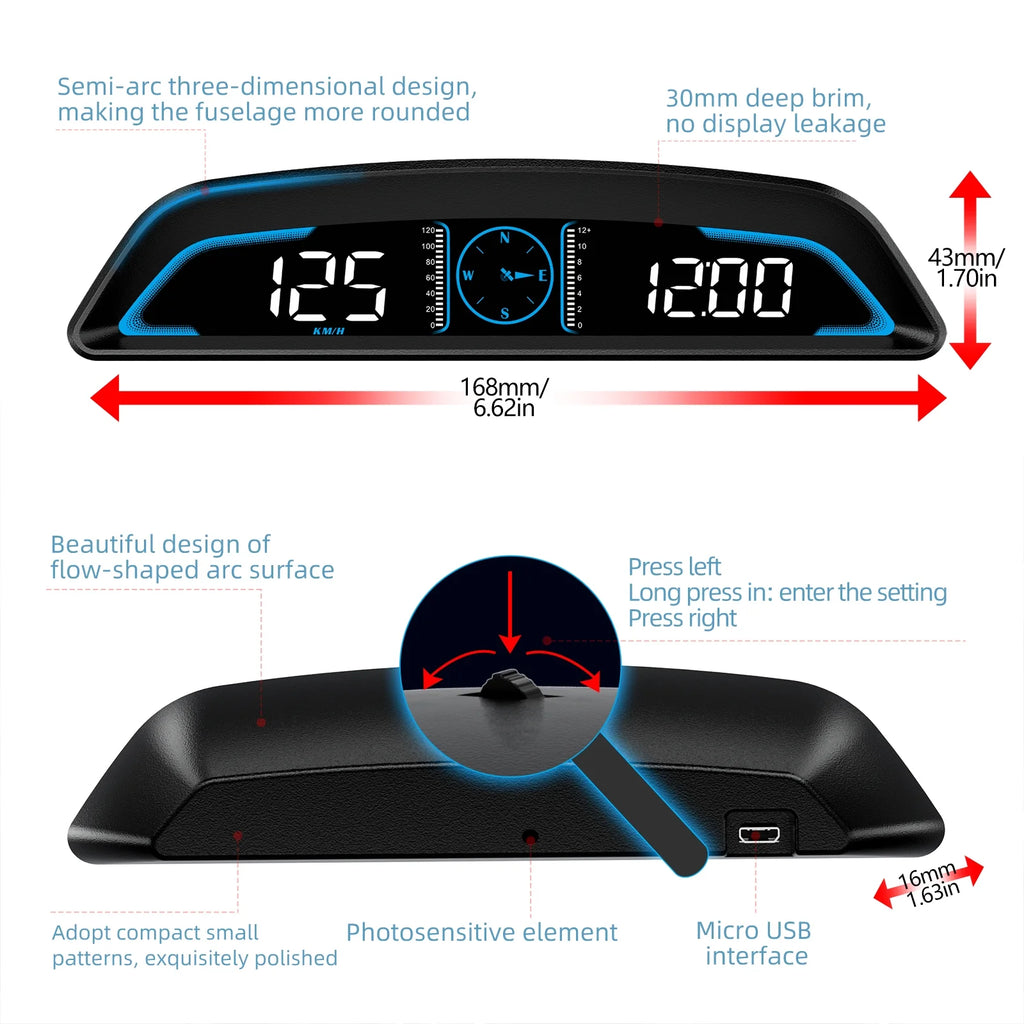 Digital GPS Speedometer Head Up Display with Compass Altitude HD LCD R8859