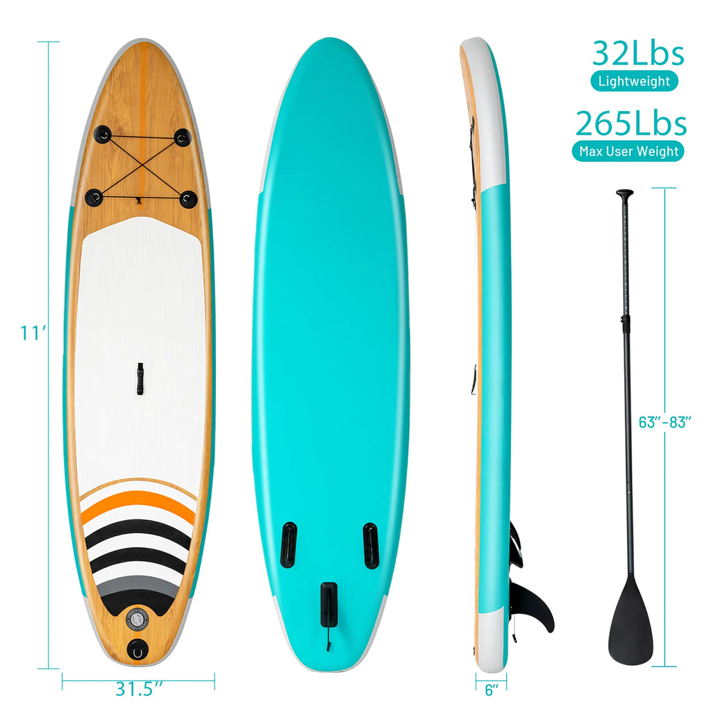 11' Inflatable Stand Up Paddle Board with Bag Paddle Pump K6068