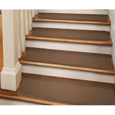 Set of 15 Adhesive Carpet Stair Treads - Toffee Brown - 8 in. x 30 in. O974