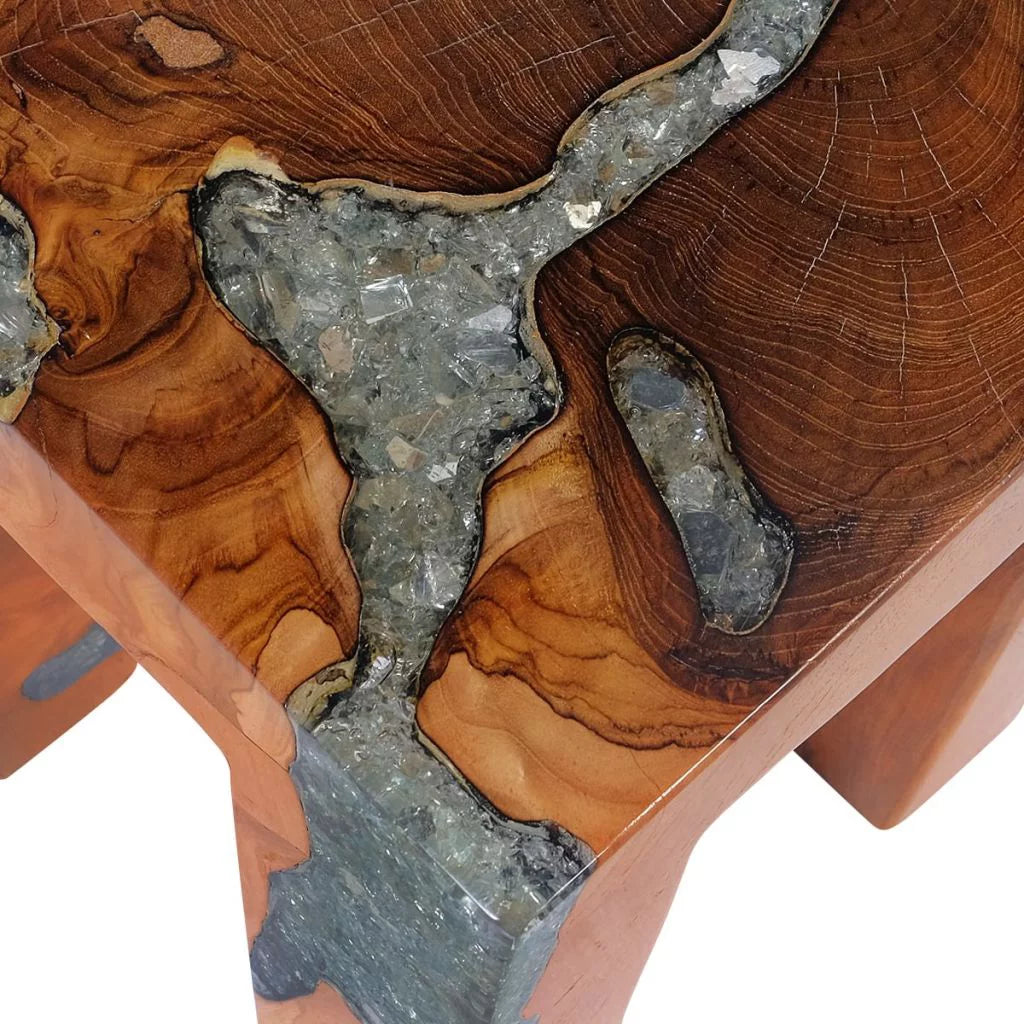Teak Wood and Resin Stool Z1689