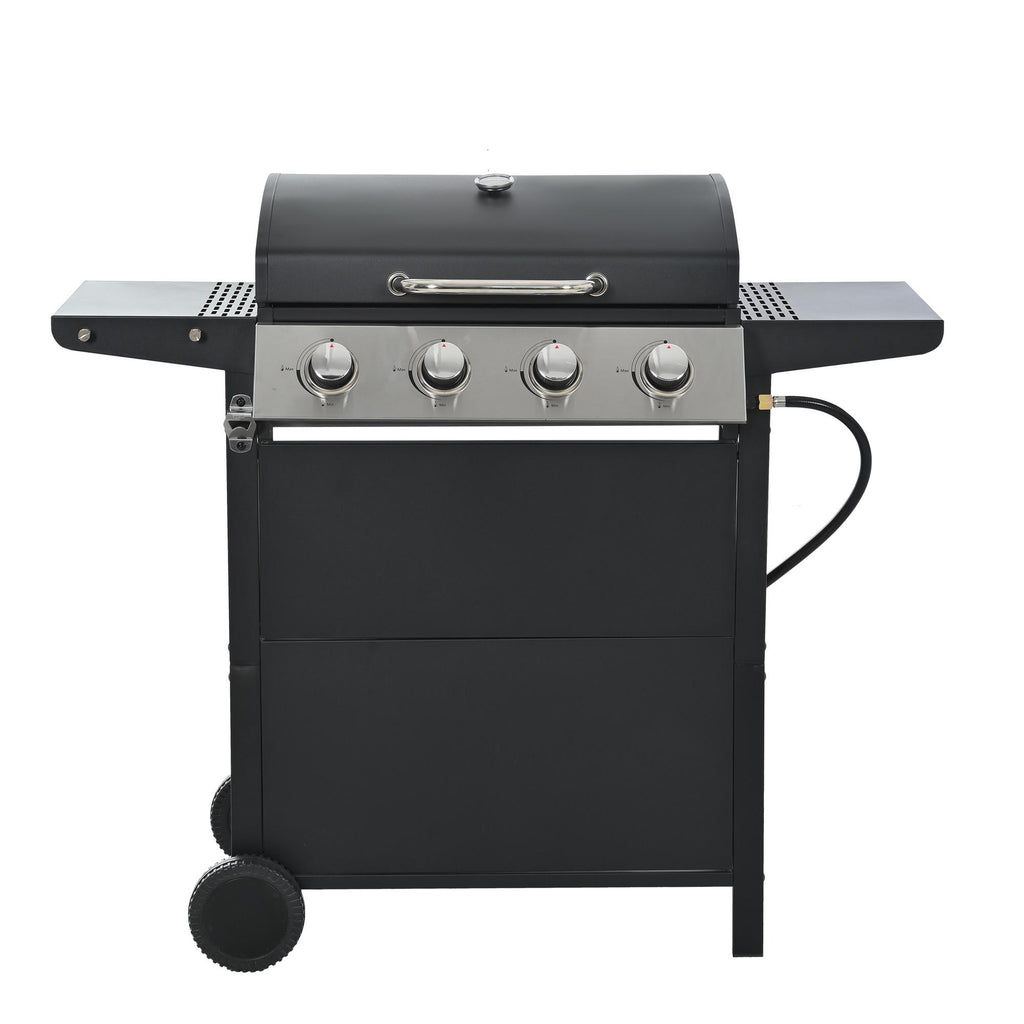 4 Burner Stainless Steel Propane Gas Grill with Side Burner and Thermometer V3323