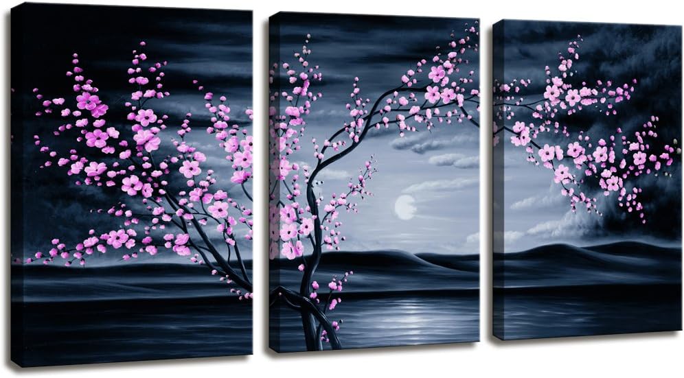 3 Pieces Purple Plum Blossom Canvas Painting Wall Art L706404