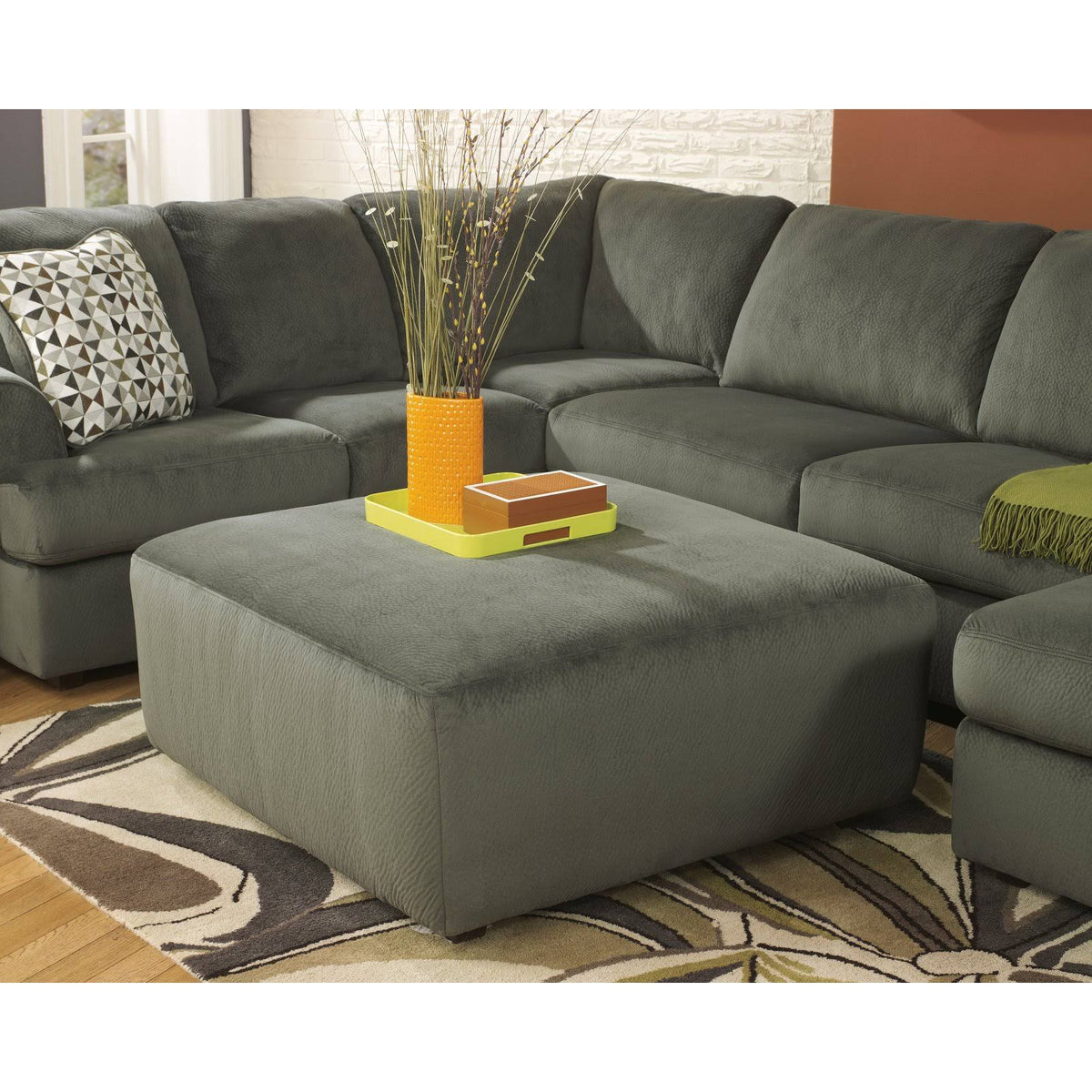 Oversized Pewter Accent Ottoman D32691