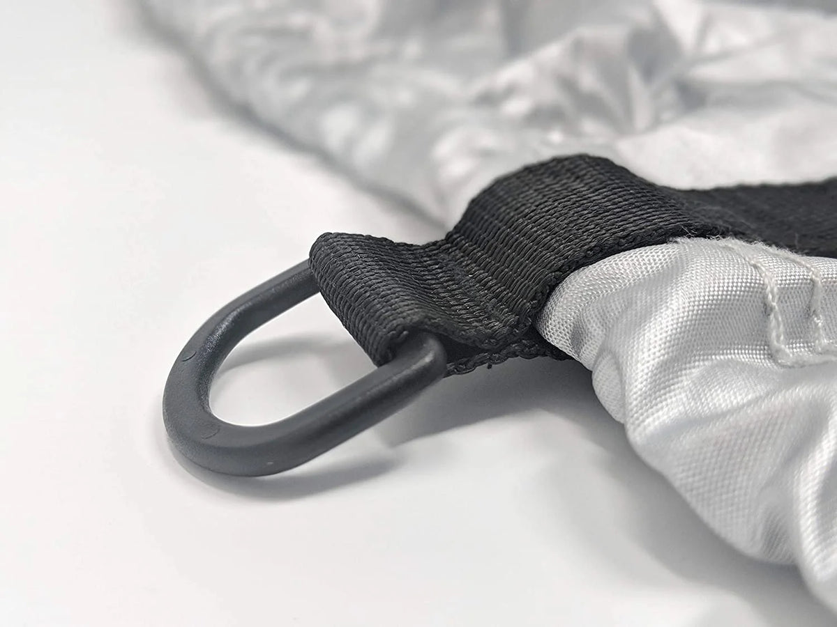 RV Cover for Pop Up Trailer 8' - 10' Long with Fleece Lining, Cable Lock, Storage Bag & Wind Straps X8922
