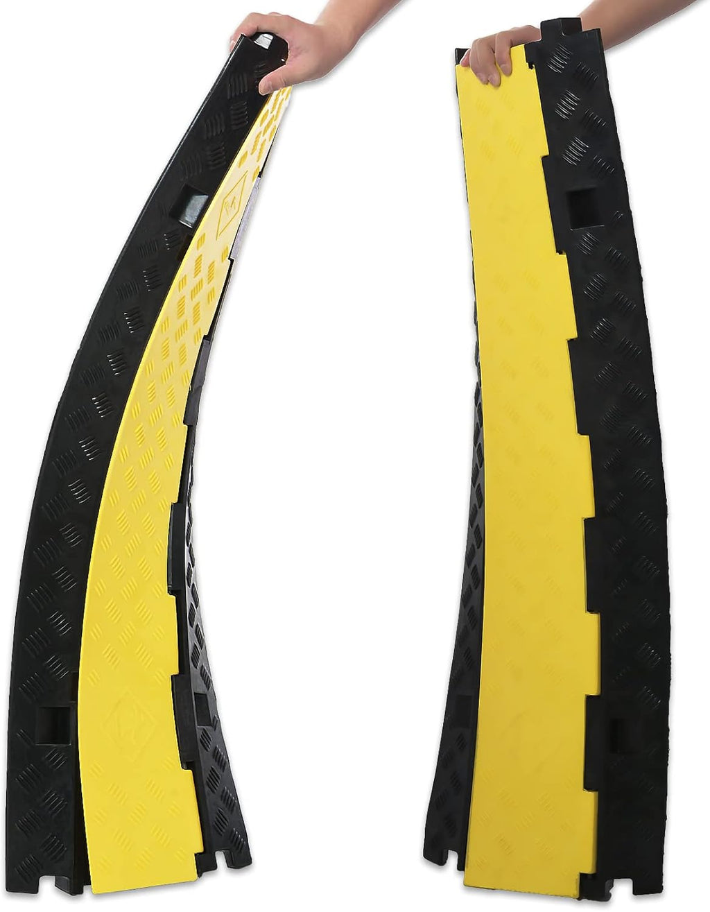 Cable Ramp PVC Rubber Cable Protector, 3 Channel, 44000lbs Capacity, Pack of 2 N679592