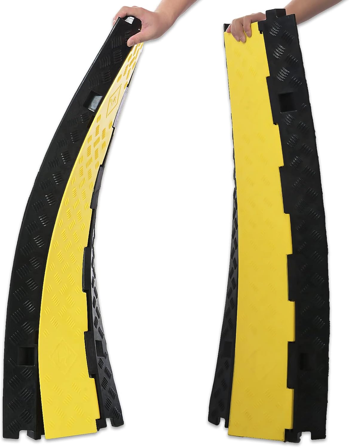 Cable Ramp PVC Rubber Cable Protector, 3 Channel, 44000lbs Capacity, Pack of 2 N679592