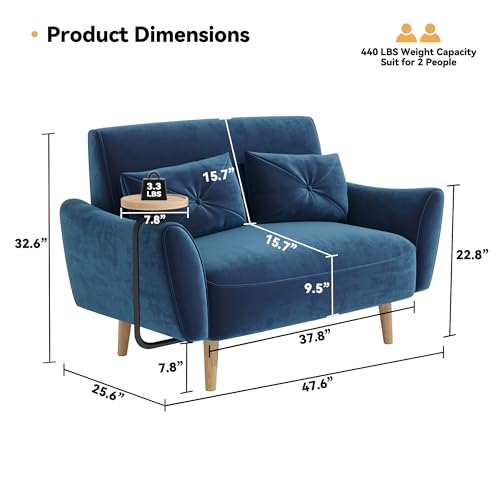 Blue Velvet Loveseat Sofa M84342