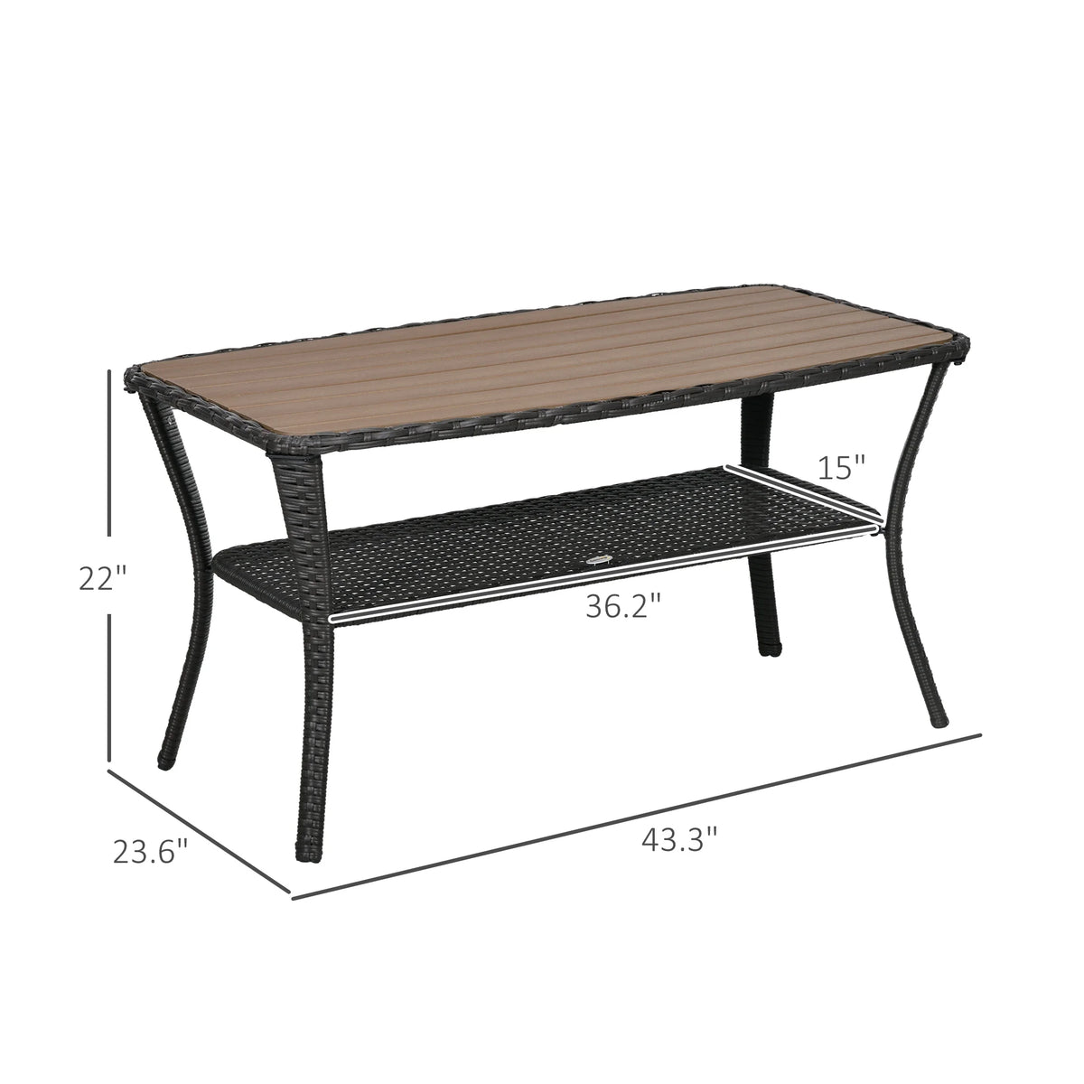 Rattan Outdoor Coffee Table with 2-Layer Storage Shelf C656699