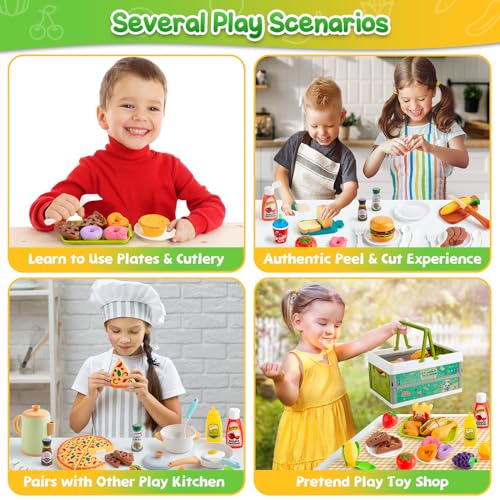 78 Pc Pretend Play Food with Storage Basket R89703