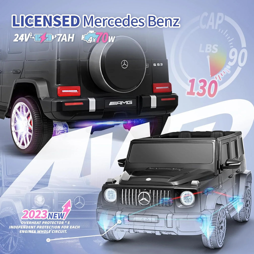 24V 2-Seater Kids Ride on Car 4WD Electric Vehicle with 7AH Battery, Remote Control, Black G333