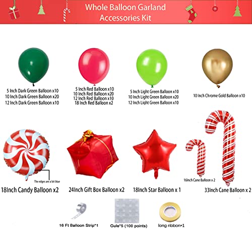 Christmas Balloon Garland Arch Kit with Red Gold Dark Green Balloons K82176