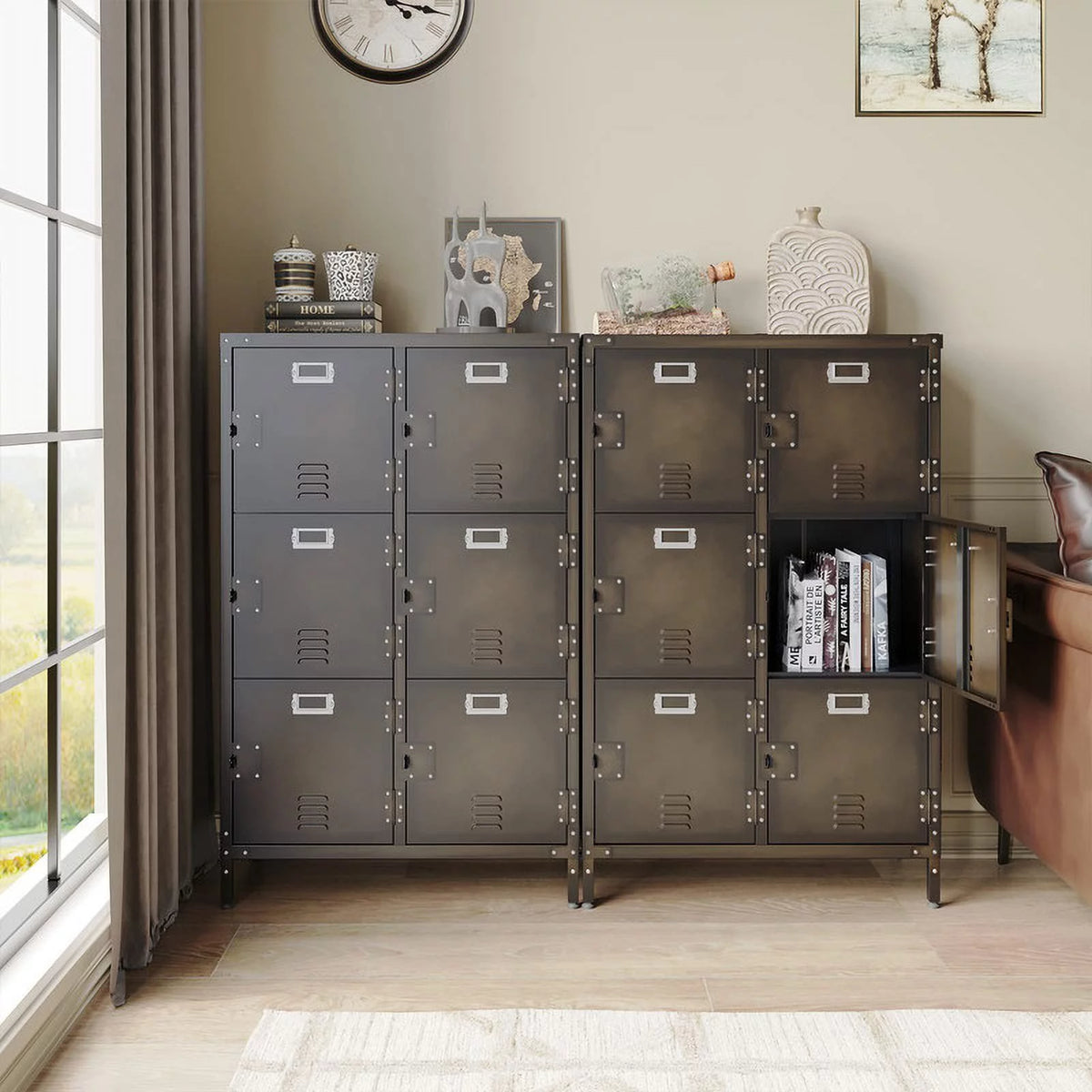 Metal Storage Locker with 6 Compartment Lockable Doors I19001