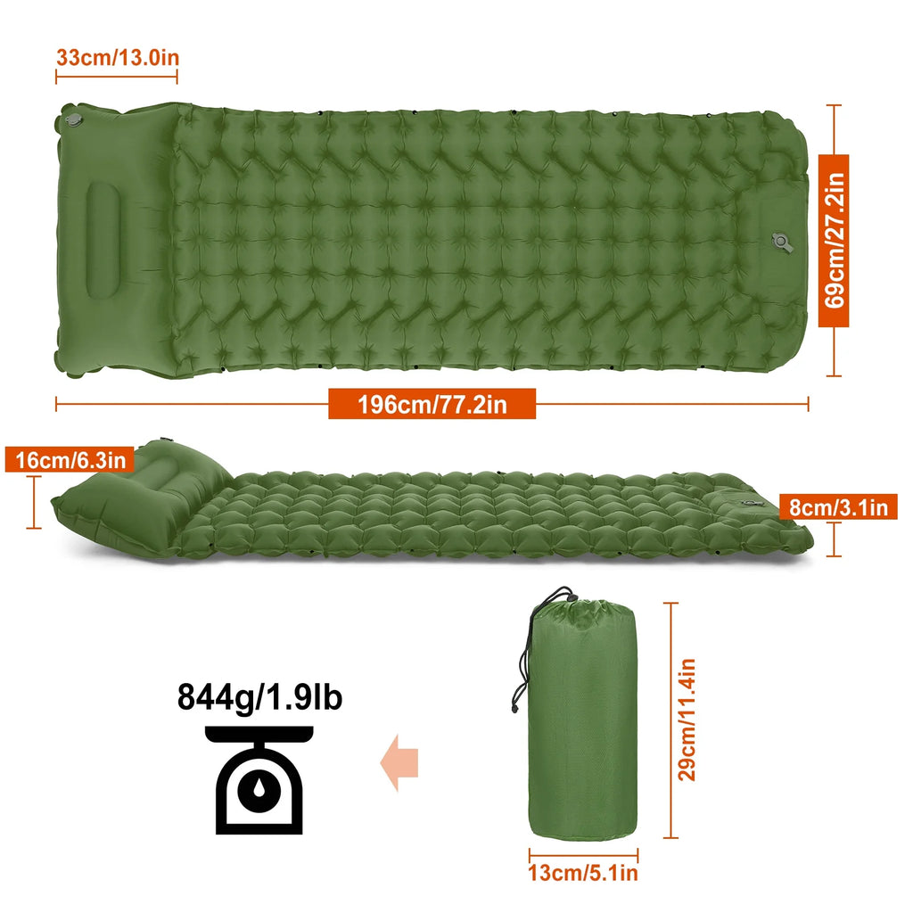 Ultralight Inflatable Camping Pad with Pillow F626