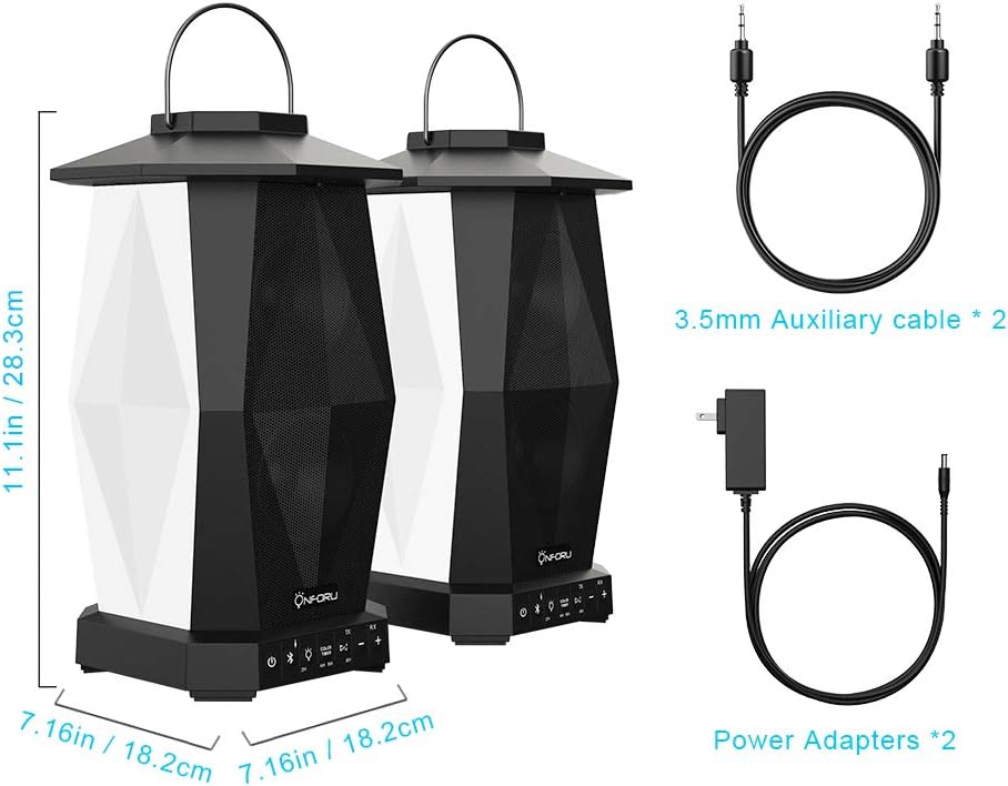 2 Pack 25W Wireless Outdoor Bluetooth Speakers with RGB LED Lights Y227326