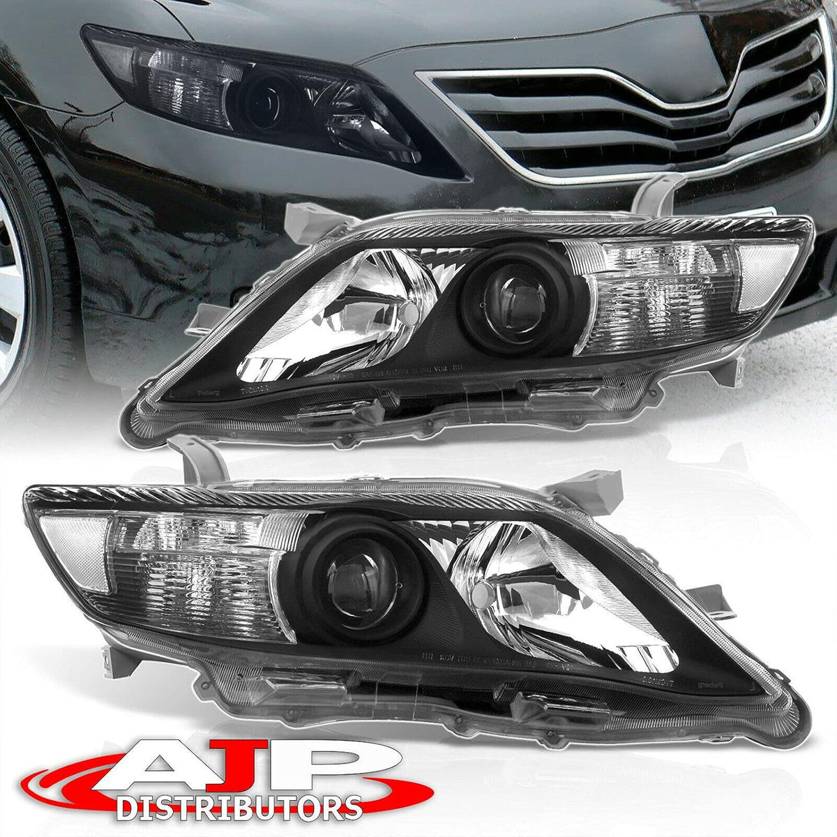 Chrome Housing Clear Lens Projector Headlight Pair for Camry XV40 2010 2011 H258
