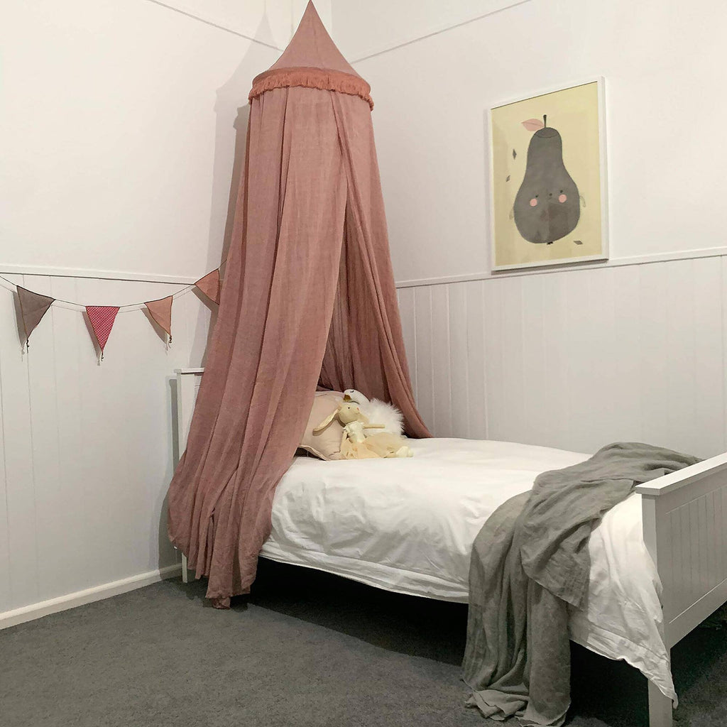 Hanging Dusty Dirty Pink Princess Canopy with Tassels W81413
