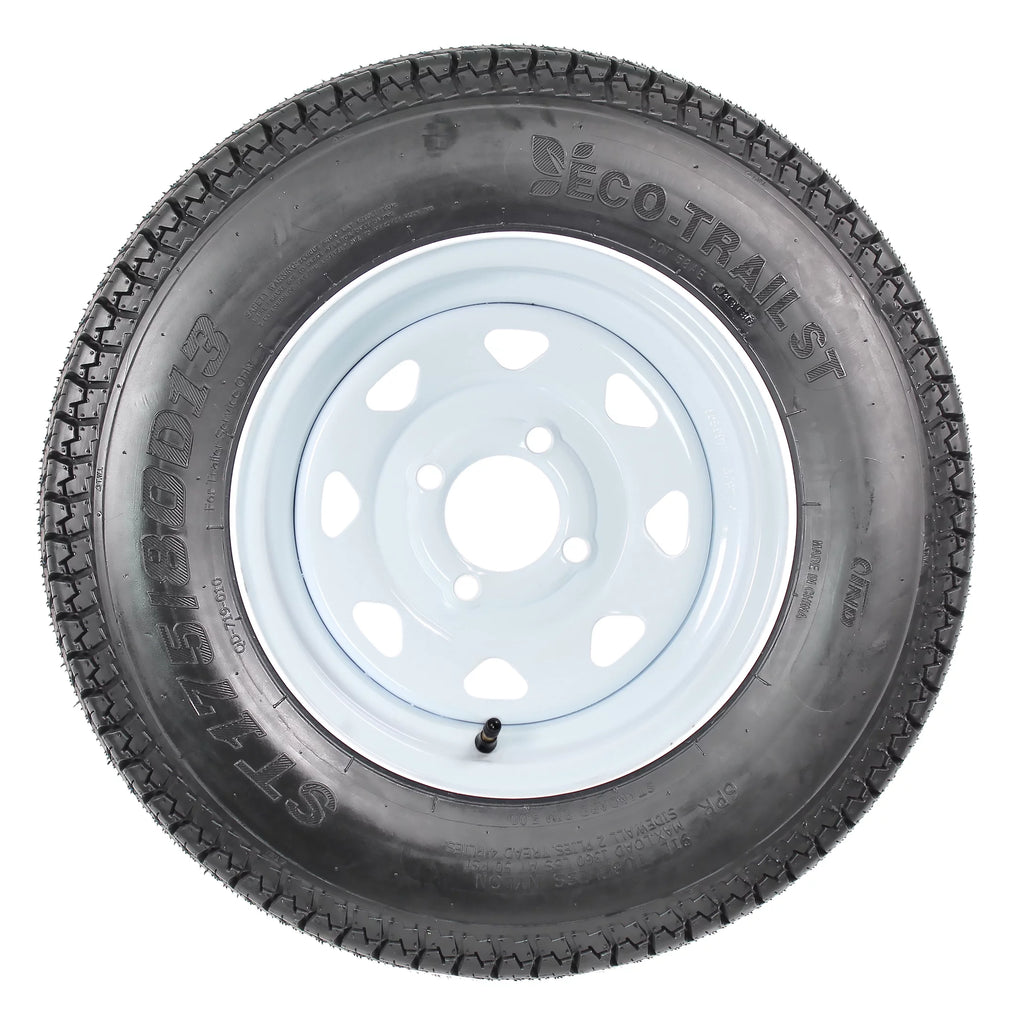 2-Pack Trailer Tire On Rim ST175/80D13 4 Lug White Spoke Wheel O649