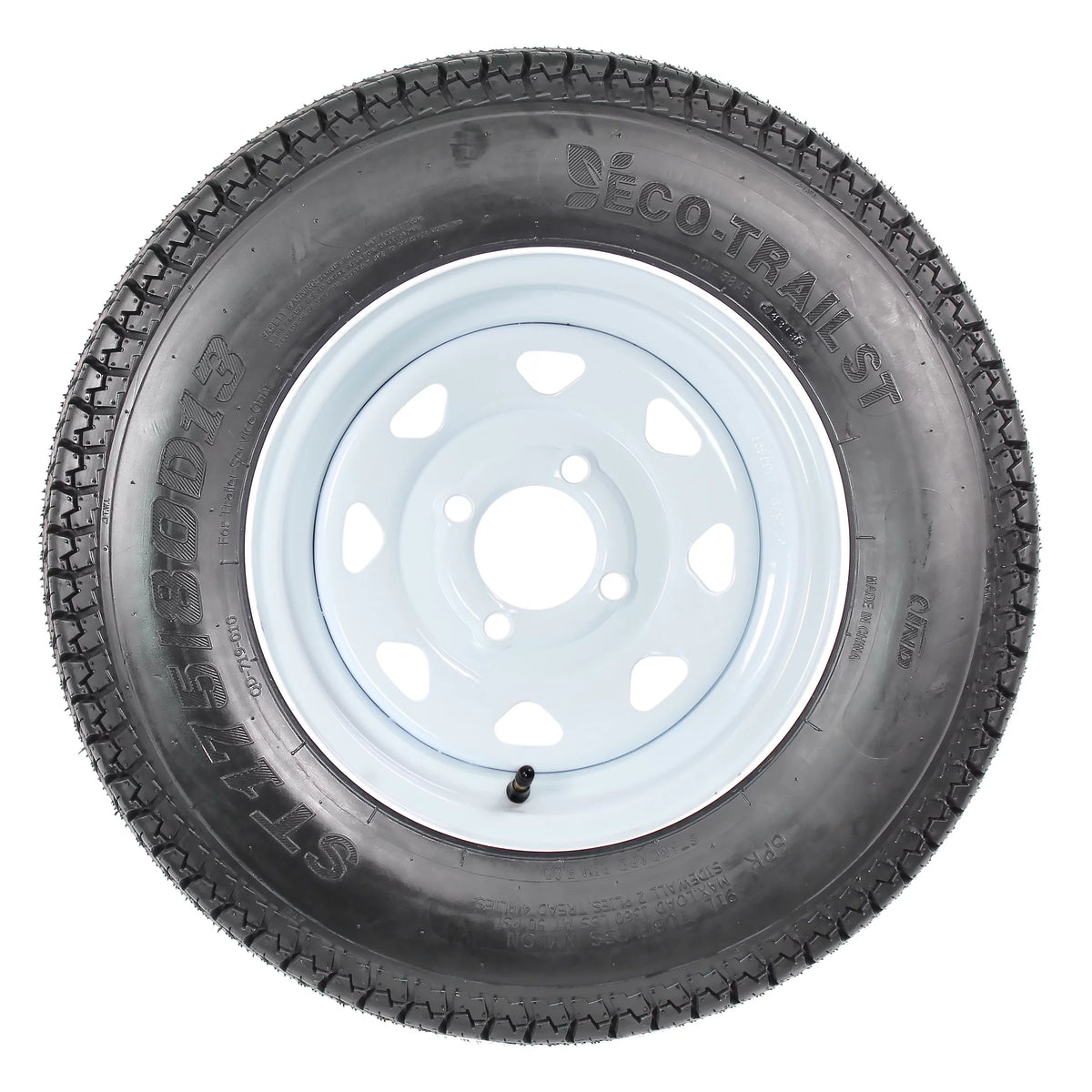 2-Pack Trailer Tire On Rim ST175/80D13 4 Lug White Spoke Wheel O649