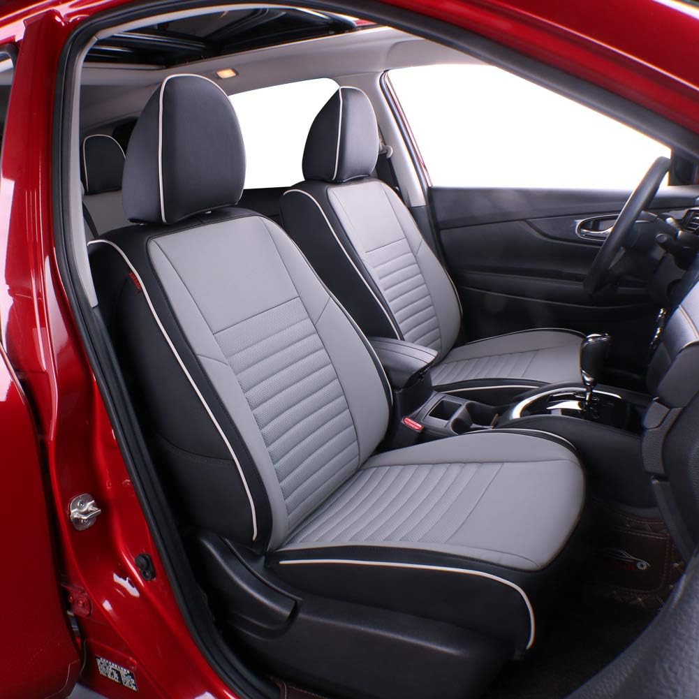Custom Fit Full Set Car Seat Covers Leatherette Black/Grey J232100
