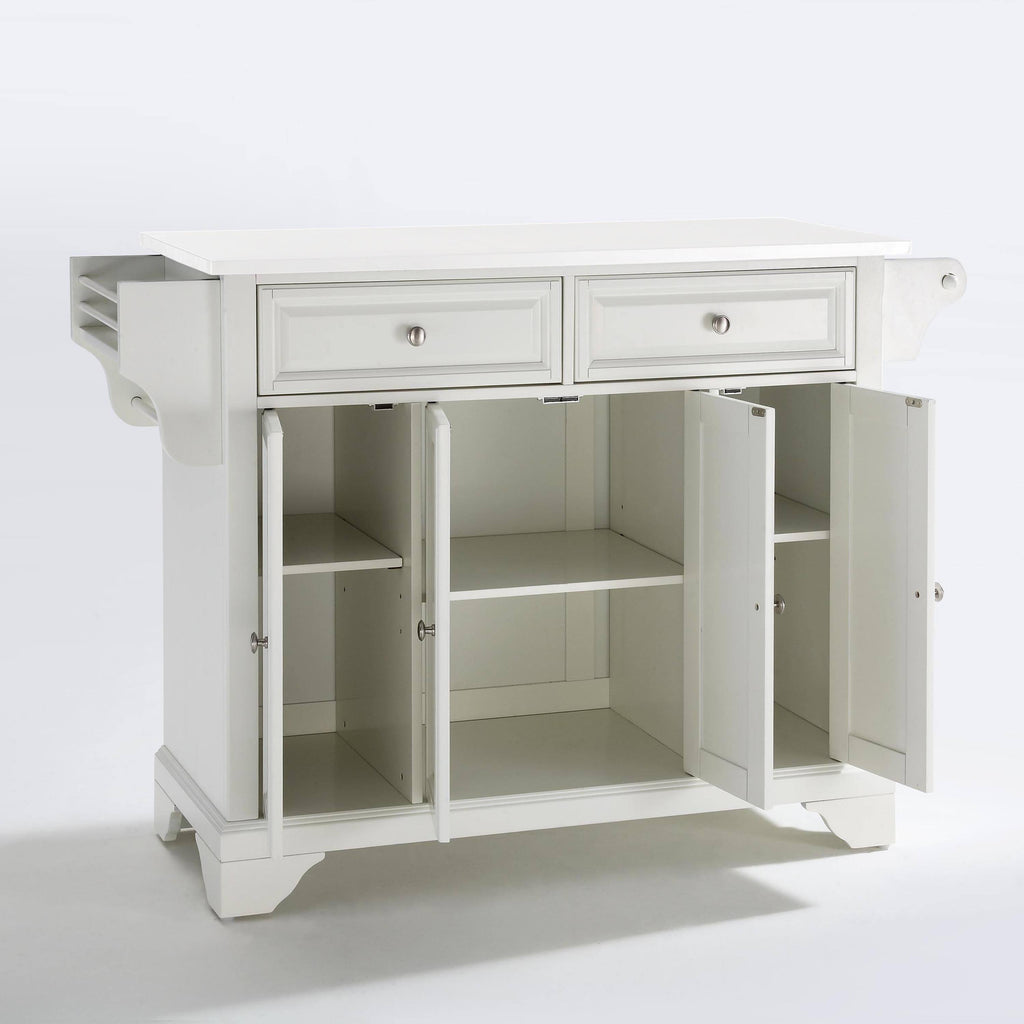 White Granite Top Full Size Kitchen Island Cart O502