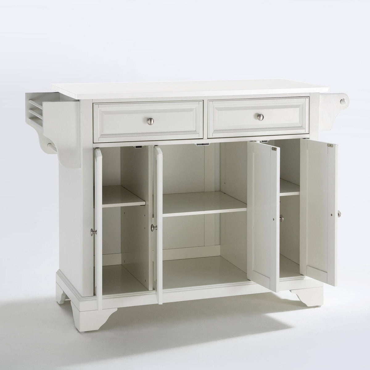 White Granite Top Full Size Kitchen Island Cart O502