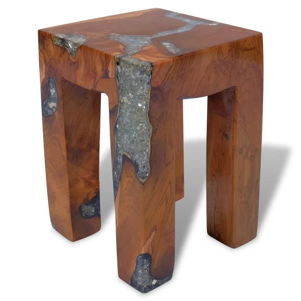 Teak Wood and Resin Stool Z1689