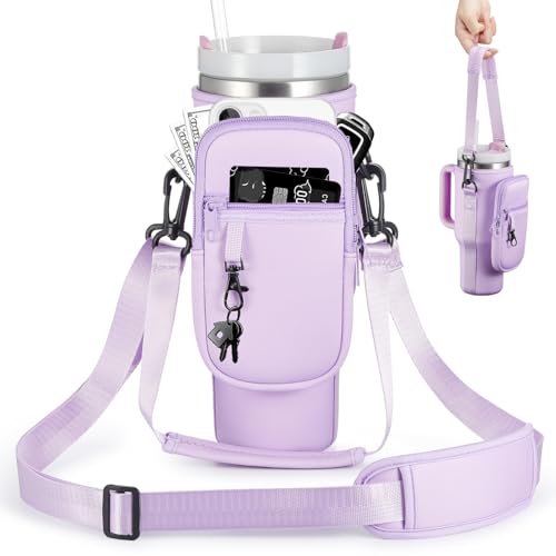 Pink Insulated Neoprene Water Bottle Carrier Bag with Adjustable Strap M10659
