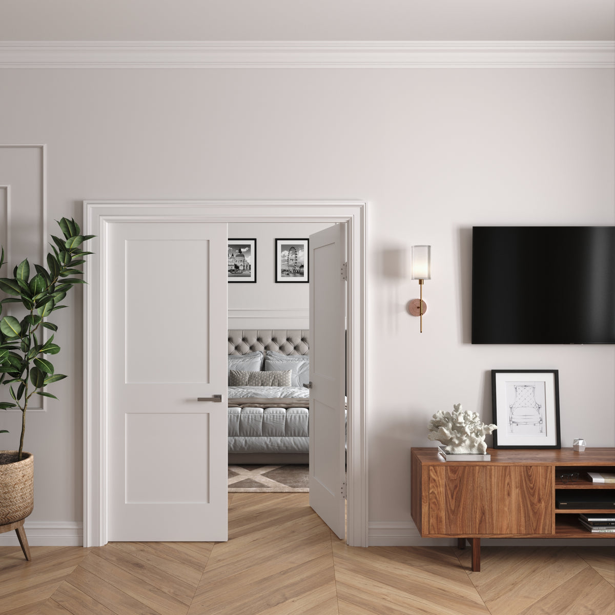 Solid Core Double Prehung French Door with Oil Rubbed Bronze Hinges B934277