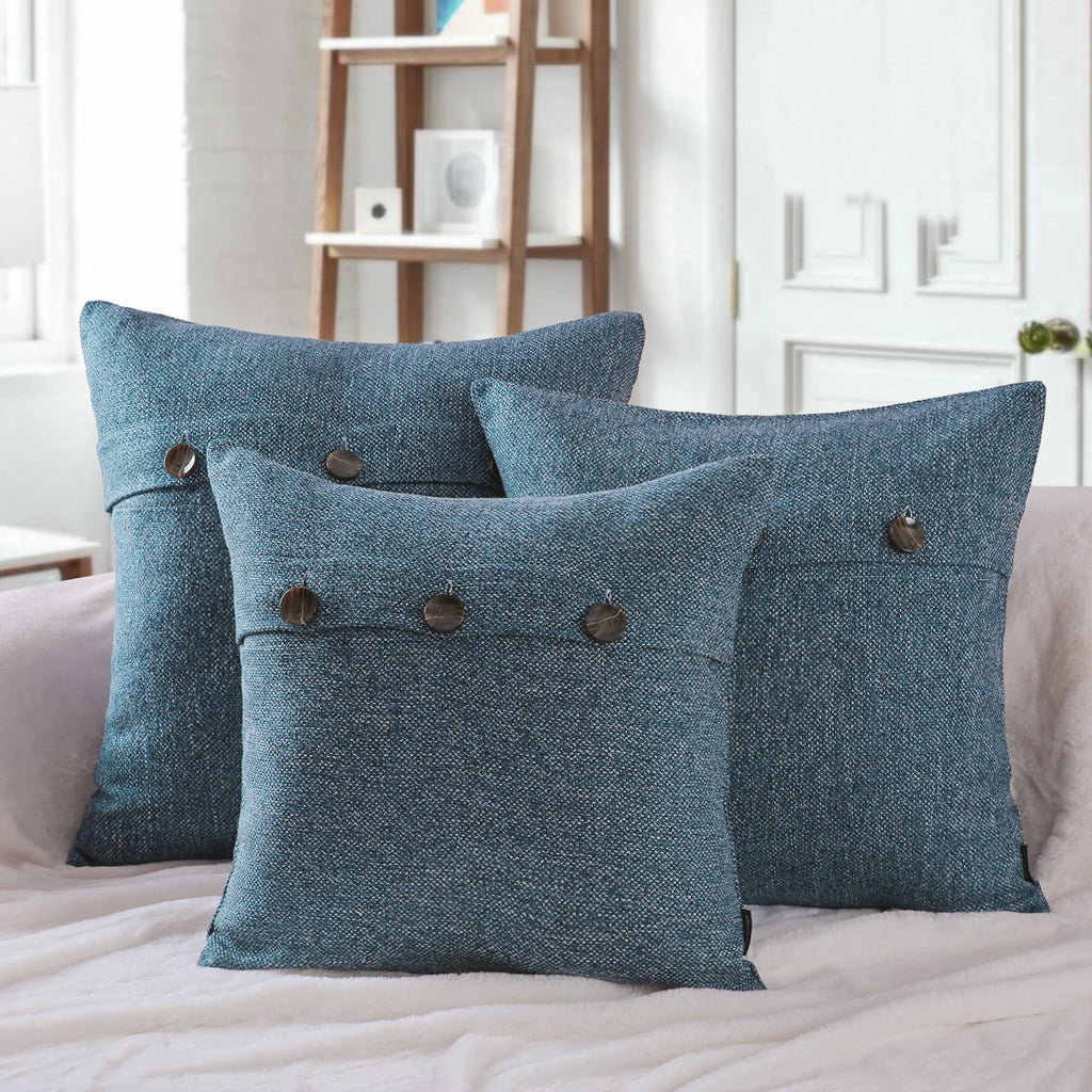 Cotton Blend Square Decorative Throw Pillow, 20" x 20", Lake Blue, 2 Pack A223665