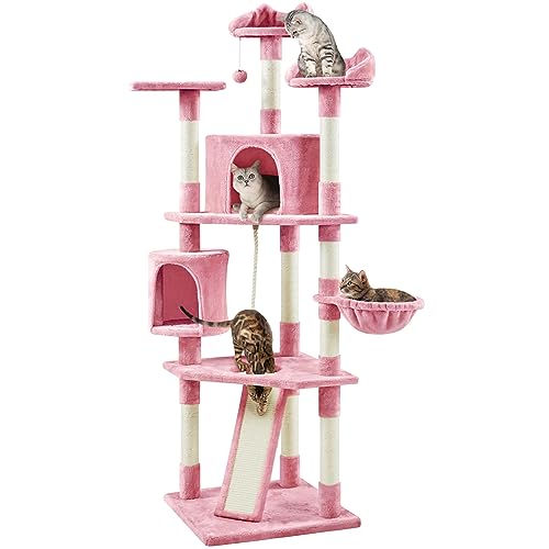Dark Gray and White Multi-Level Cat Tree with Scratching Posts G73999