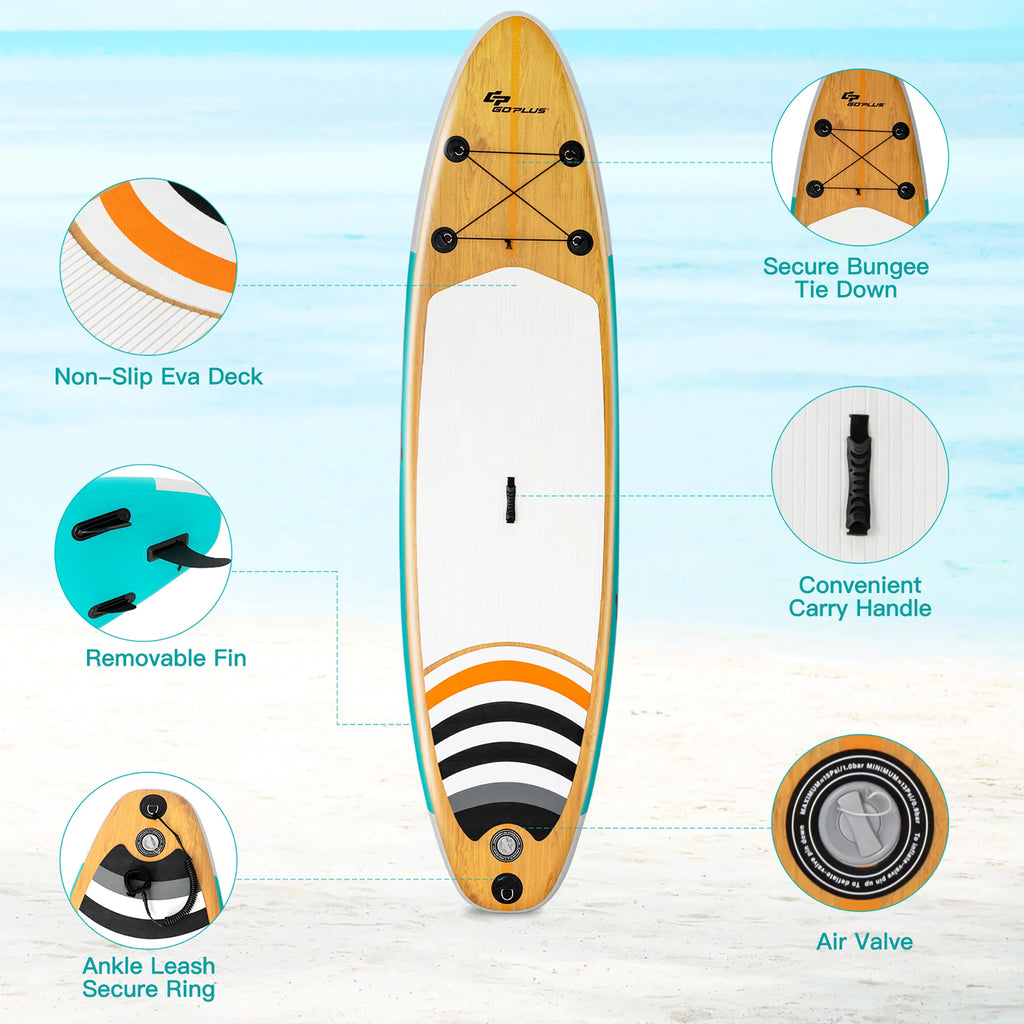 11' Inflatable Stand Up Paddle Board with Bag Paddle Pump K6068