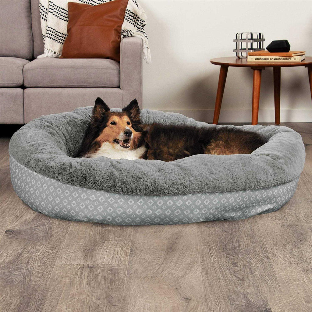 Plush Diamond Print Donut Pet Bed U644