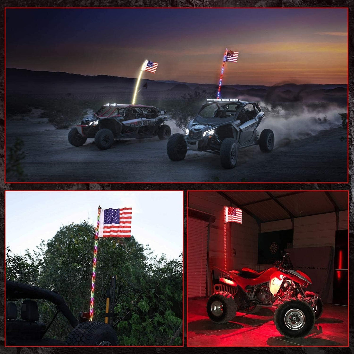 Pack of 2 LED RGB Whip Lights for Offroad UTV ATV H21077