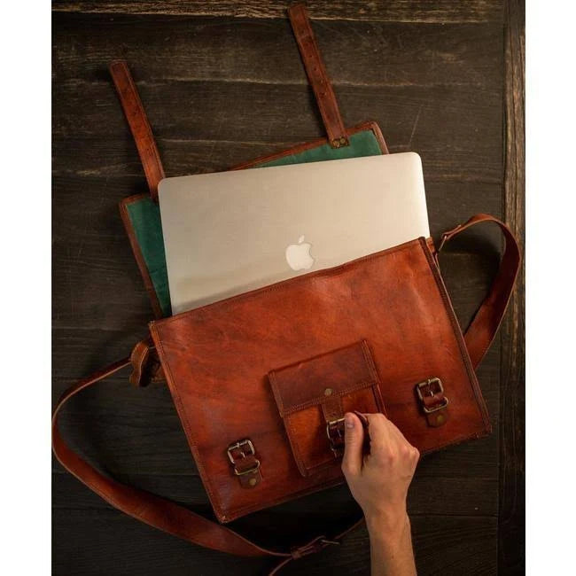 Vegetable Tanned Leather Messenger Bag F654225