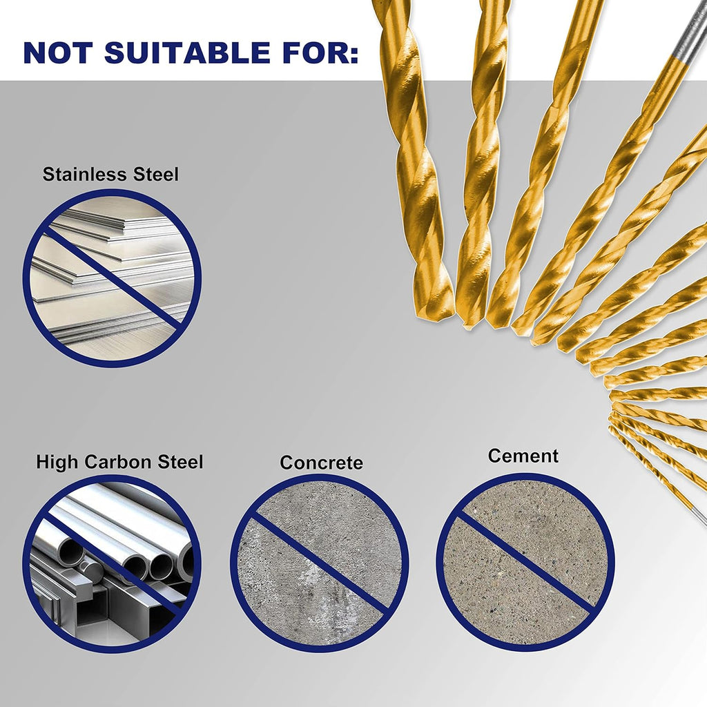 276 Piece Titanium Twist Drill Bit Set with S2 Bits, High Speed Steel Z62824
