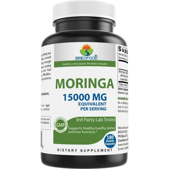 Moringa Oleifera 15000 mg 180 Capsules Gluten Free Supplement L7144