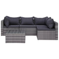 5 Piece Poly Rattan Patio Sofa Set with Cushions J50329