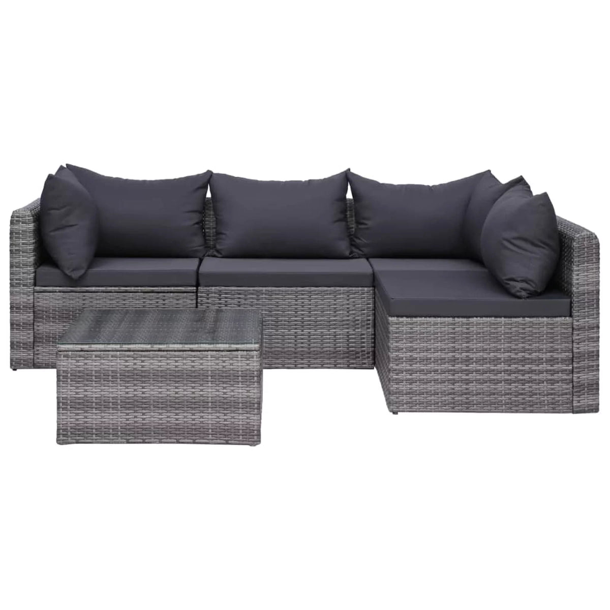 5 Piece Poly Rattan Patio Sofa Set with Cushions J50329