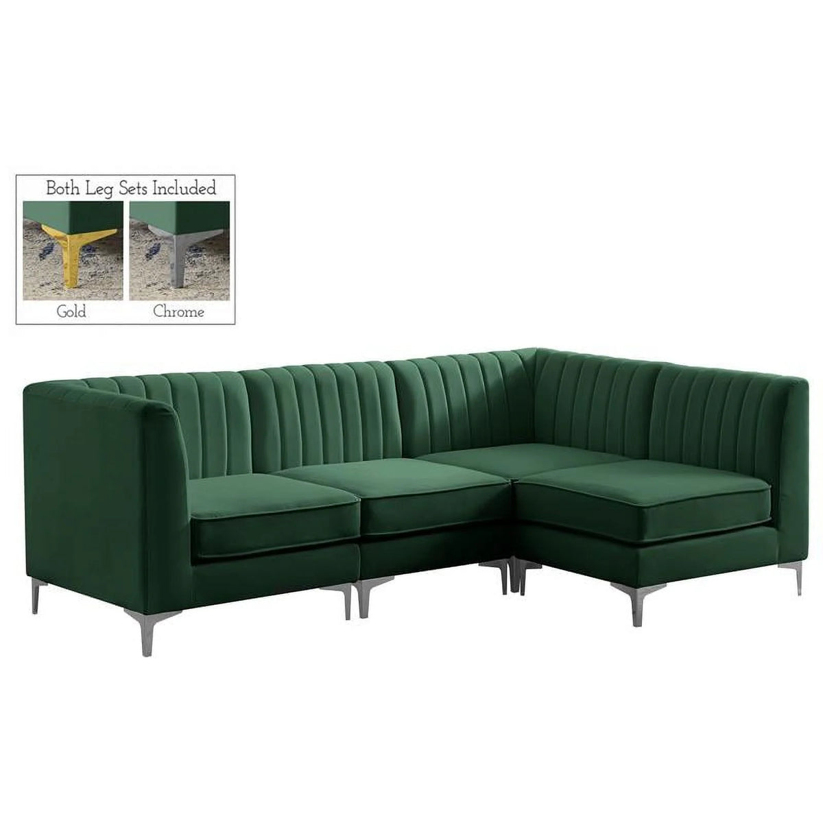 Green Velvet Modular Sectional V53332