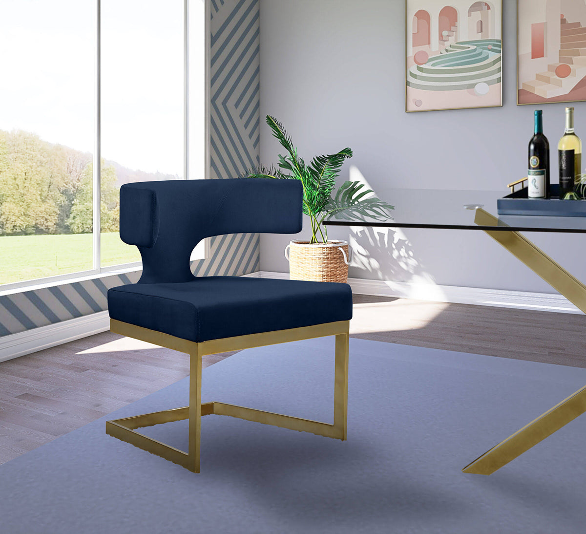 Navy Velvet Dining Chair E5458