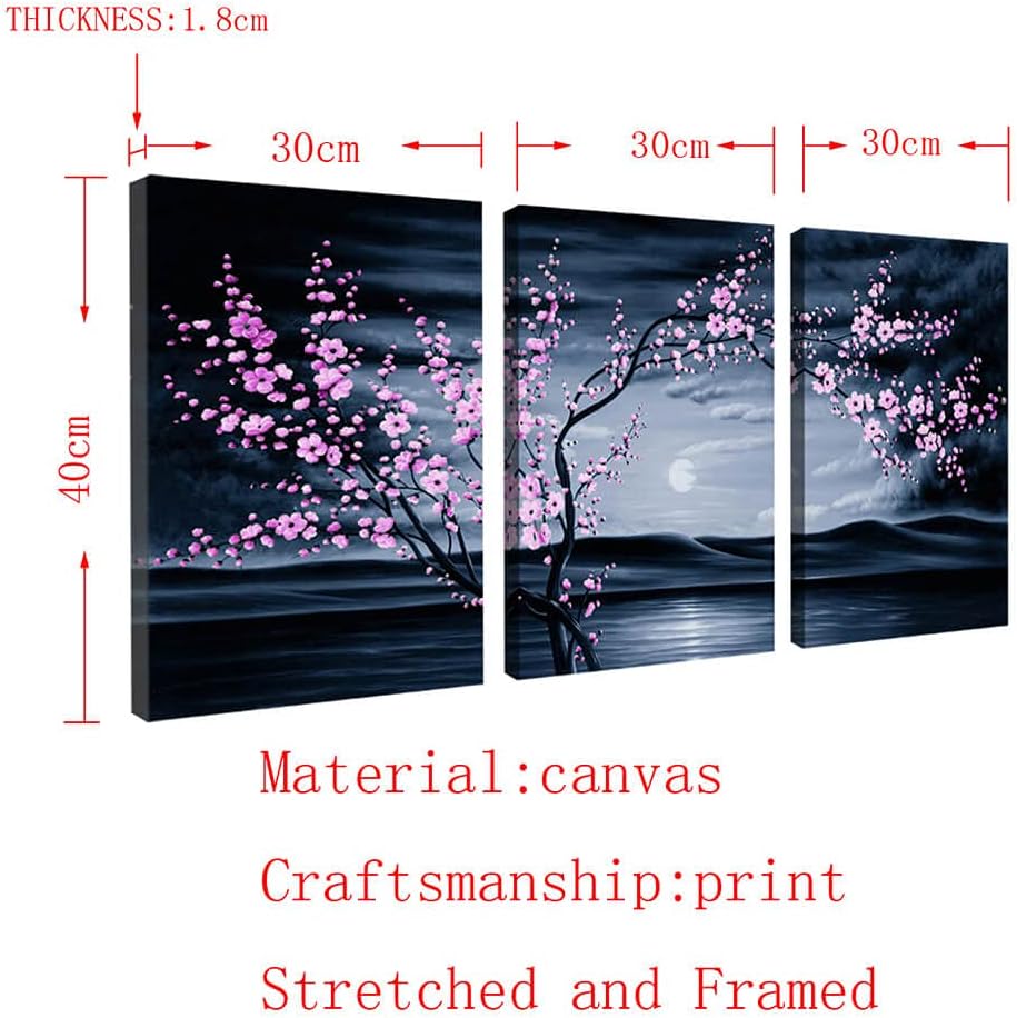3 Pieces Purple Plum Blossom Canvas Painting Wall Art L706404