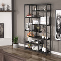 Black Staggered Bookshelf Etagere Bookcase X154672